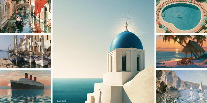 Coastal, Mediterranean & Travel Leisure — licensing-ready art by Foxguild